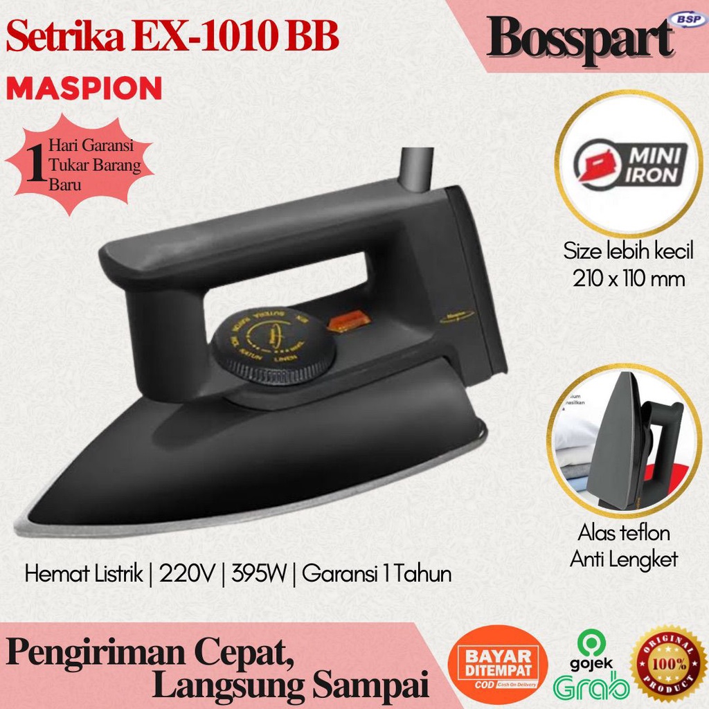 Jual Setrika Listrik Maspion EX 1010 BB Strika Maspion Hitam EX 1010BB