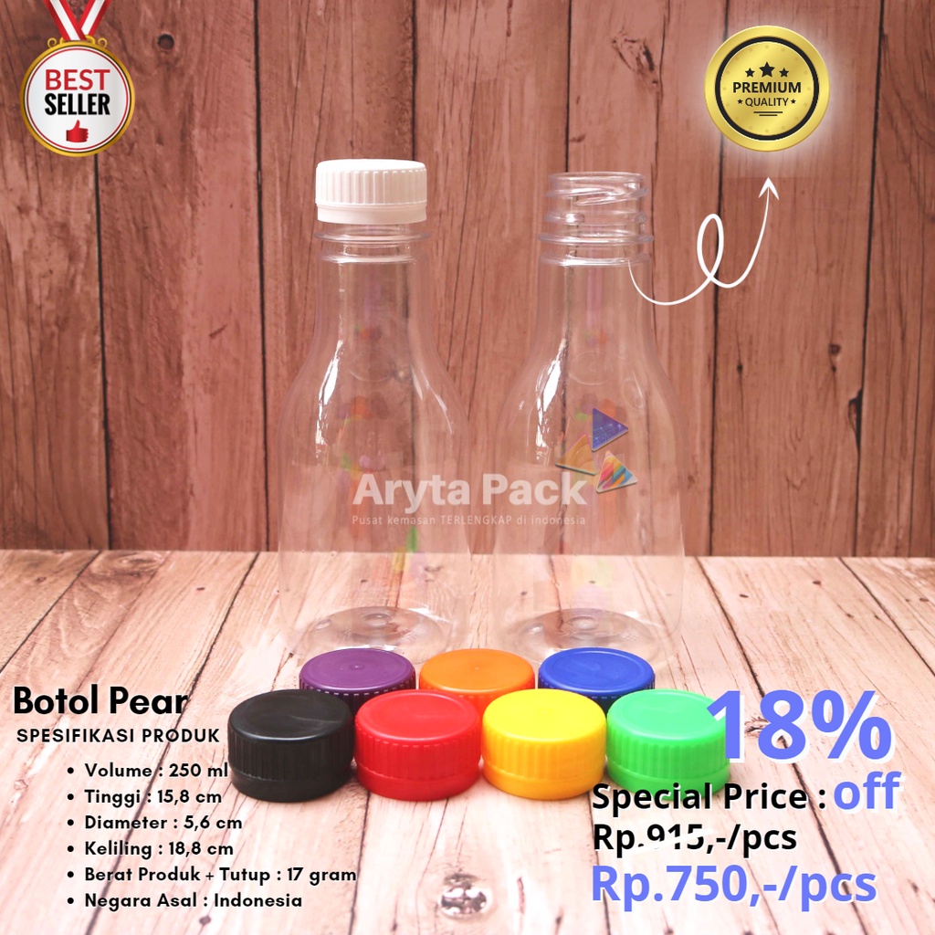 Jual Botol Plastik PET 250ml Pir Pear Ekonomis Minuman Jus Susu Kopi