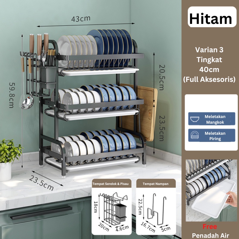 Jual ESOK Rak Piring Rak Cuci Piring Penyimpanan Dapur Stainless Steel