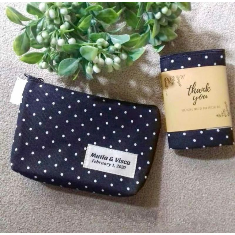 Jual Pouch Kanvas X X Plus Label Nama Depan Souvenir Nikah Souvenir