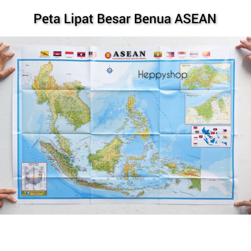 Jual Peta Lipat Besar Benua ASEAN Shopee Indonesia