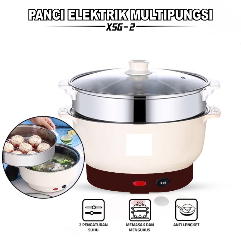 Jual Panci Elektrik Xsg Teflon Serbaguna Multifungsi Free Kukusan