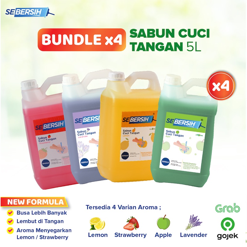 Jual Bundling Sebersih Sabun Cuci Tangan Liter Isi Gojek Grab