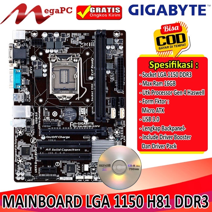 Jual Mobo Mainboard Soket 1150 H81 DDR3 Gigabyte Onboard VGA Shopee