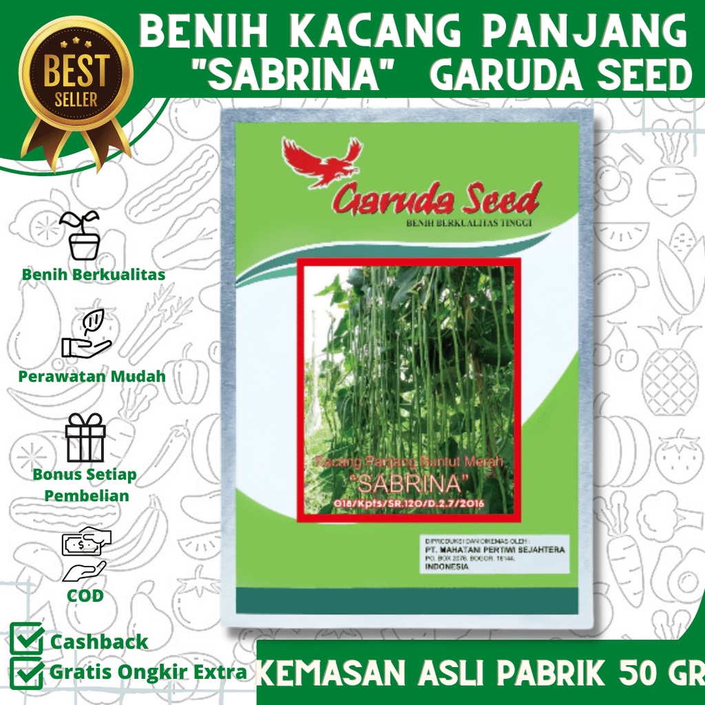 Jual Benih Kacang Panjang Buntut Merah Sabrina Garuda Seed Kemasan