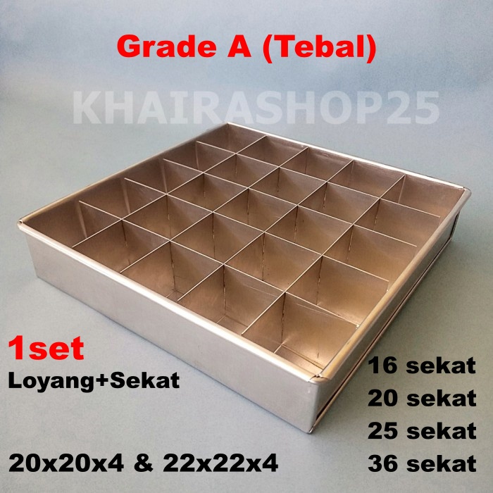 Jual Loyang Brownies Sekat 20x20 Dan 22x22 Cm Grade A Cetakan Brownies