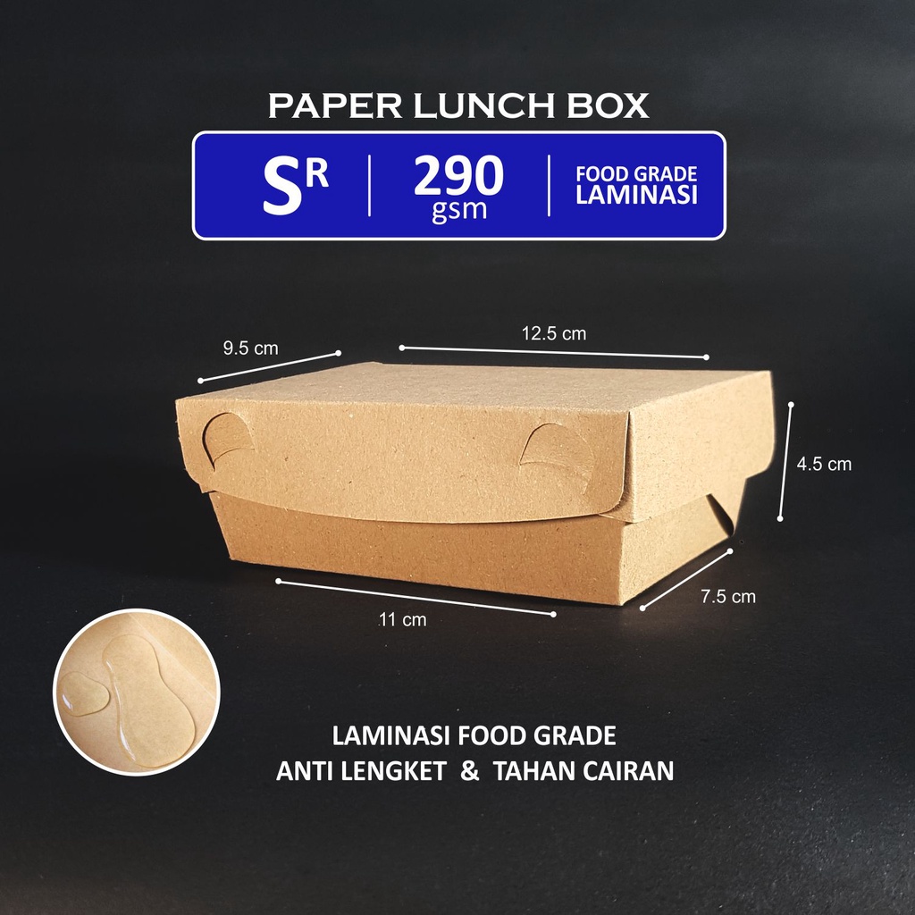 Jual Kotak Makan Paper Lunch Box Kraft Coklat Laminasi Ukuran L M S Xs