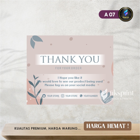 Jual Thank You Card Kartu Souvenir Thankyou Card Kartu Hampers