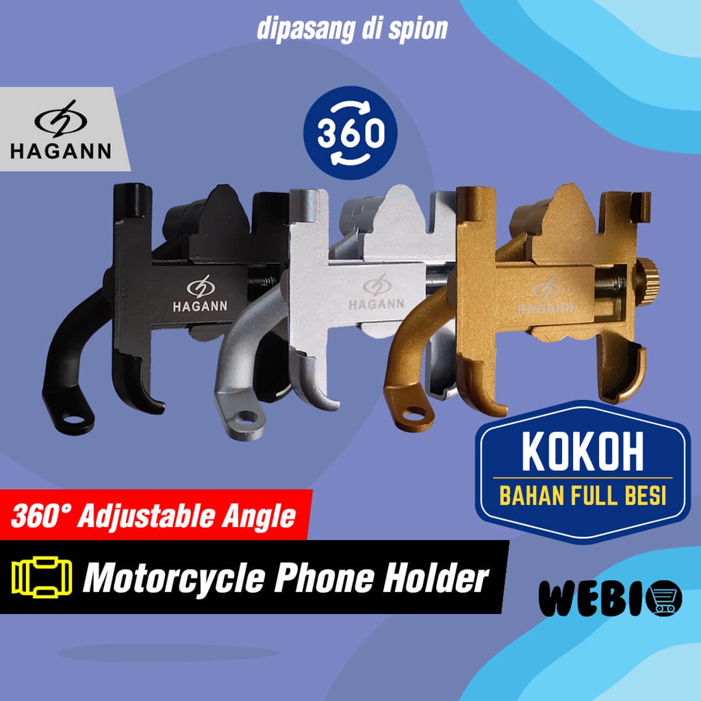 Jual Hagann Sho Holder Hp Motor Spion Stand Dudukan Handphone Besi