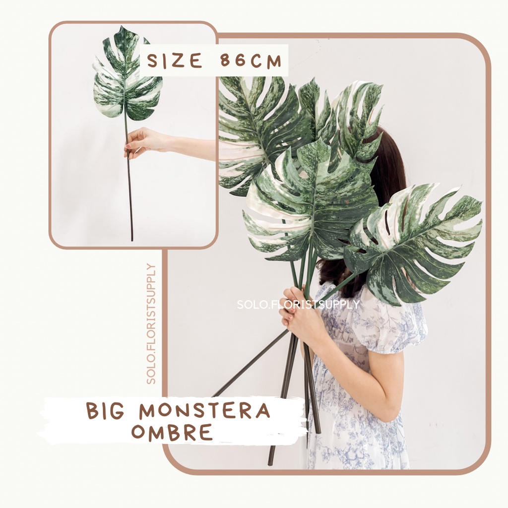 Jual Cm Cm Big Monstera Ombre Latex Artificial Daun Hias Palsu