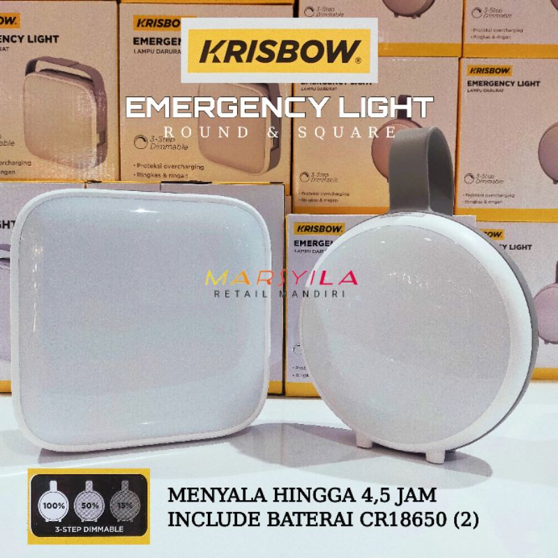 Jual LAMPU EMERGENCY DARURAT LED ROUND SQUARE KRISBOW KRISBOW LAMPU