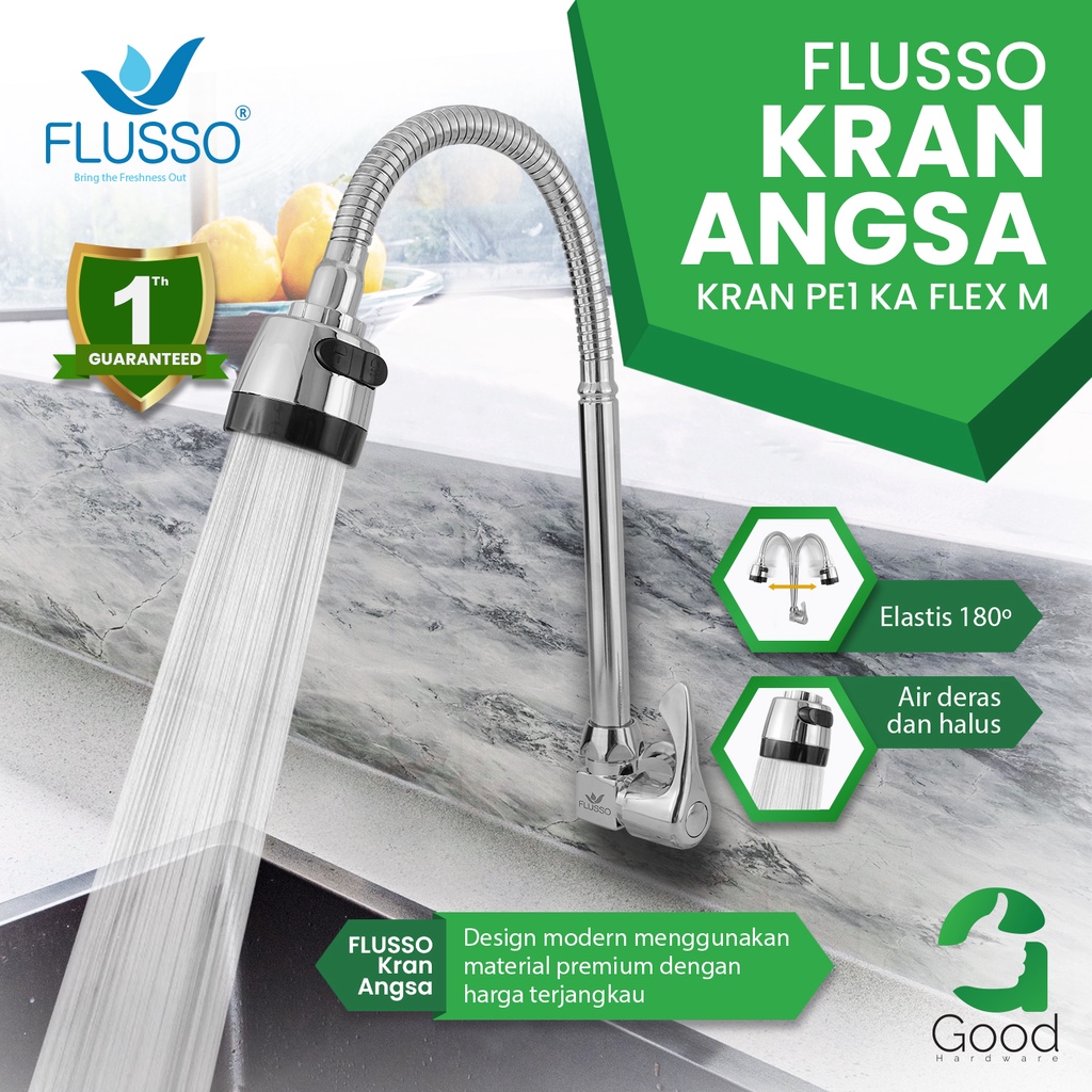 Jual Keran Air Angsa Fleksibel Mode Tembok Sink Flusso Kran