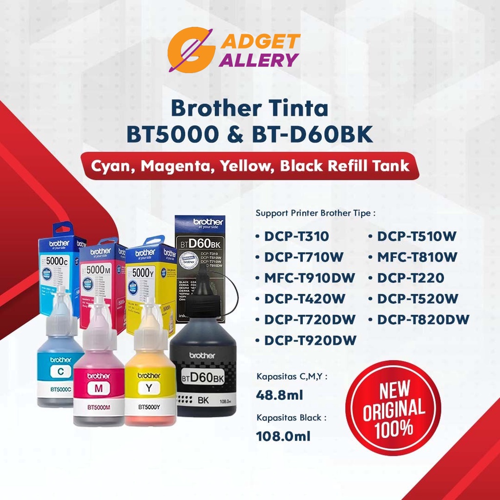 Jual Tinta Brother BTD60BK BT5000 For Printer DCP T310 T510W T710W