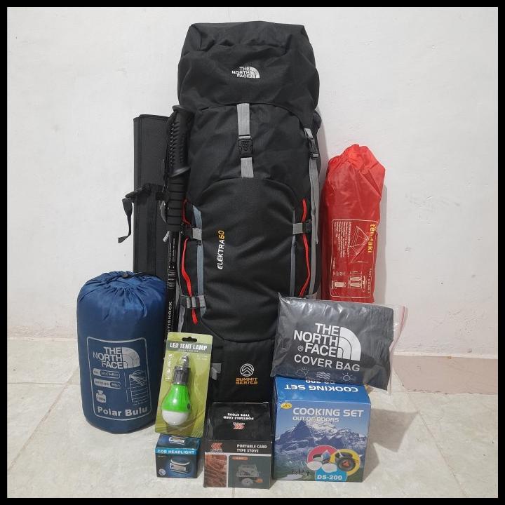 Jual Paket Lengkap Perlengkapan Mendaki Gunung Carrier Tnf Elektra L