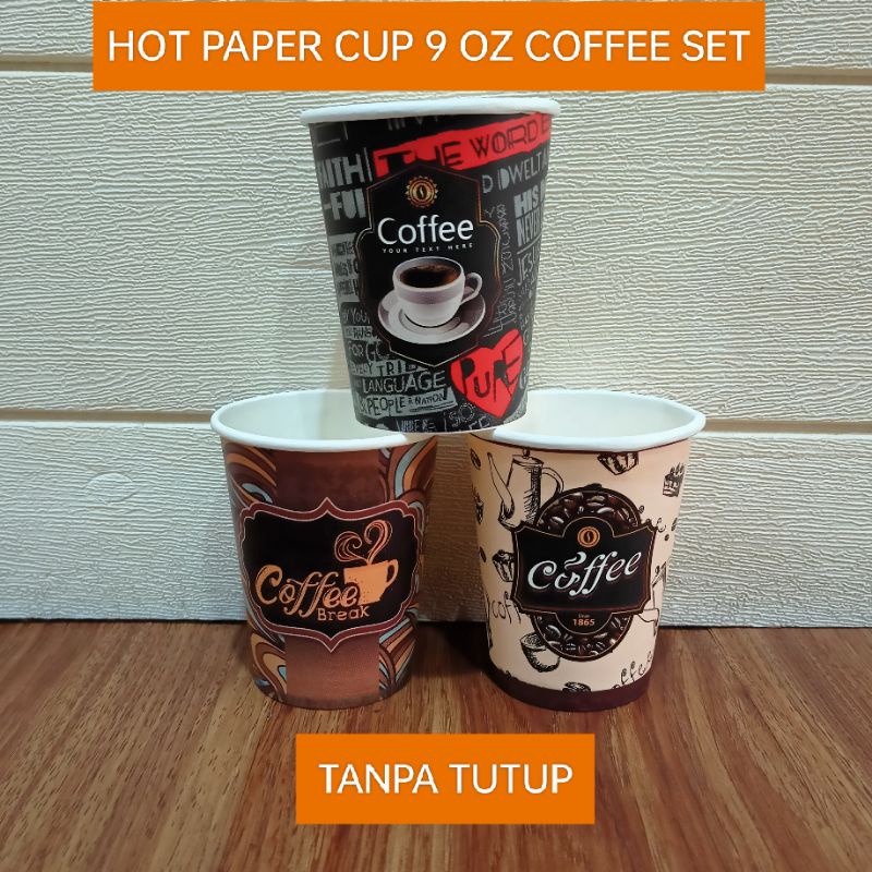 Jual HOT PAPER CUP 9 OZ 220 ML COFFEE SET ISI 50 GELAS TANPA TUTUP