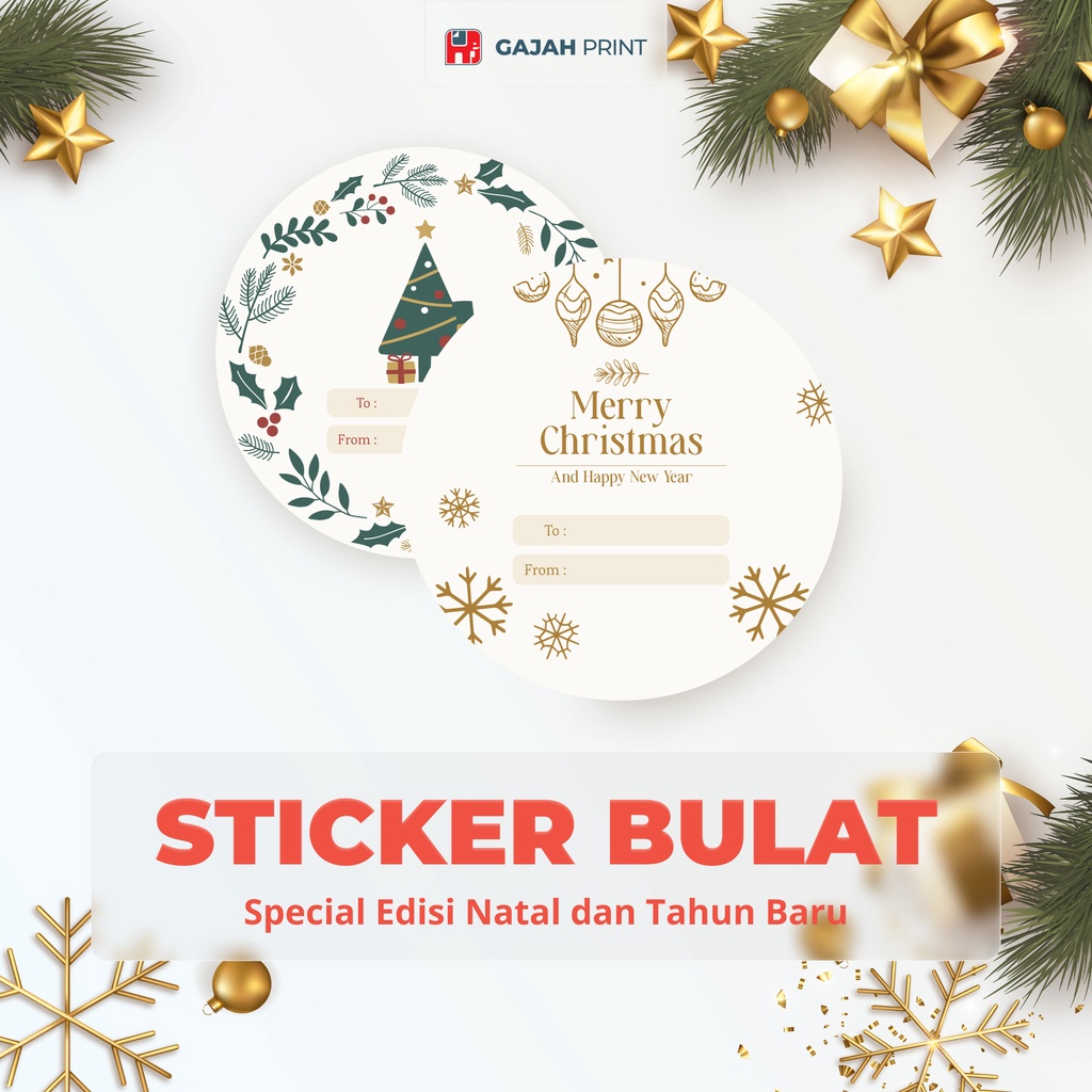 Jual Stiker Bulat HVS Spesial Natal Tahun Baru Label Makanan 2 Label