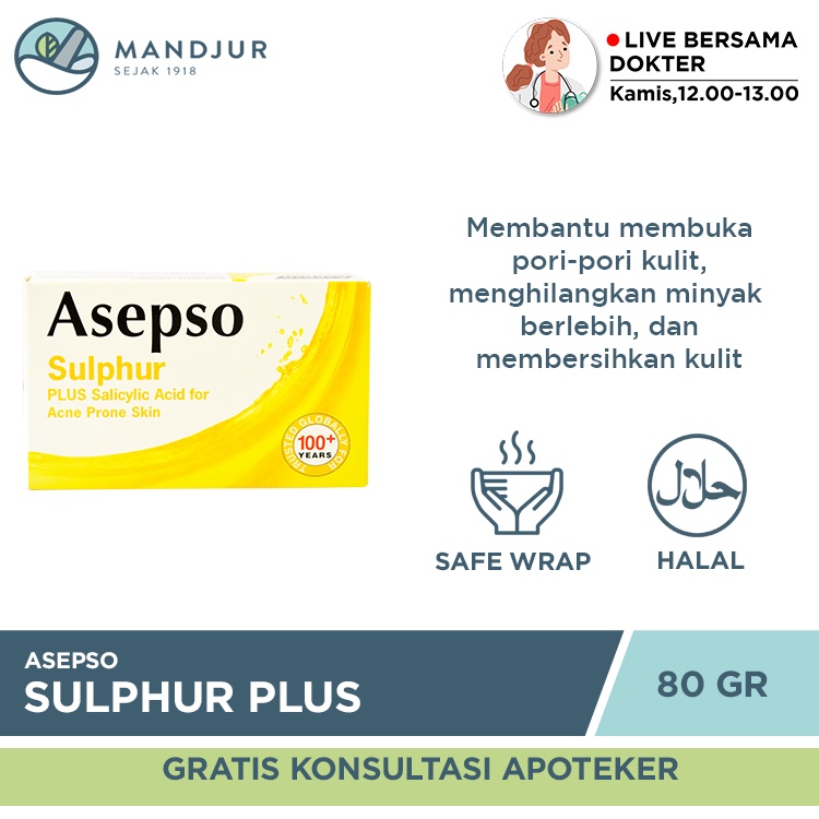 Jual Asepso Sulphur 80 Gram Sabun Batang Antiseptik Shopee Indonesia