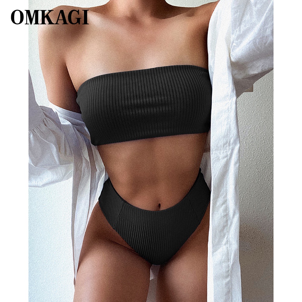 Jual PREORDER OMKAGI Solid Bikini Brazillian Swimsuit Women Bikini Set