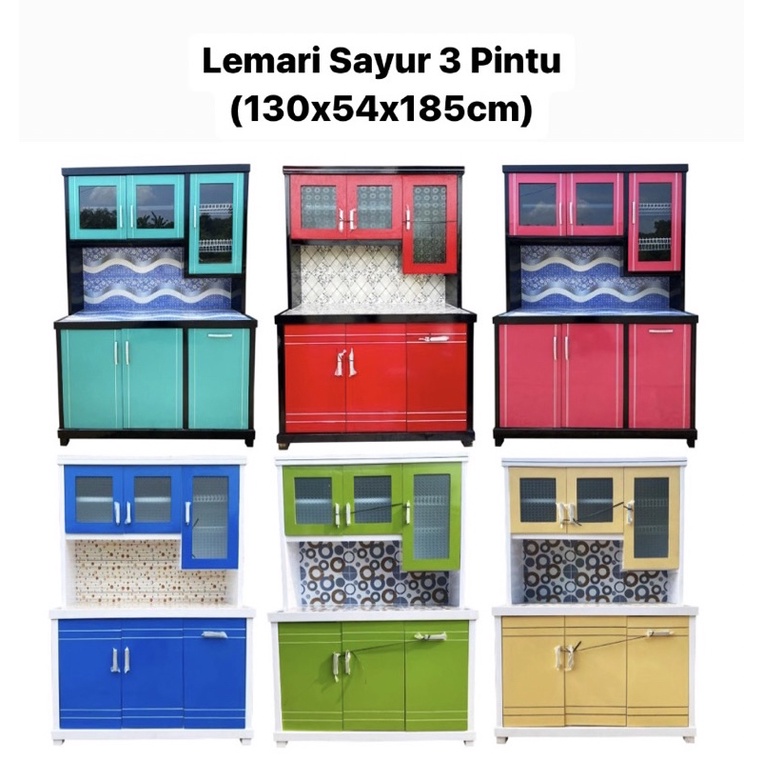 Jual Lemari Sayur 3 Pintu Cat Duco Kitchen Set Rak Piring Rak