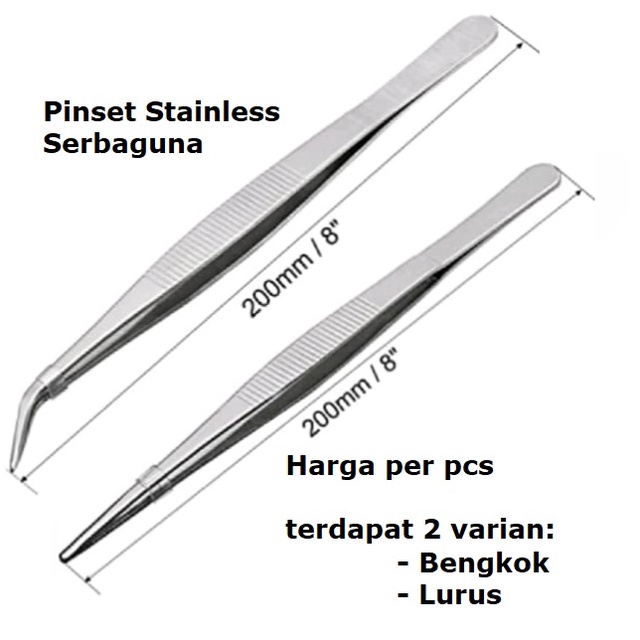 Jual Pinset Stainless 20cm Tweezer Bengkok Lurus Shopee Indonesia