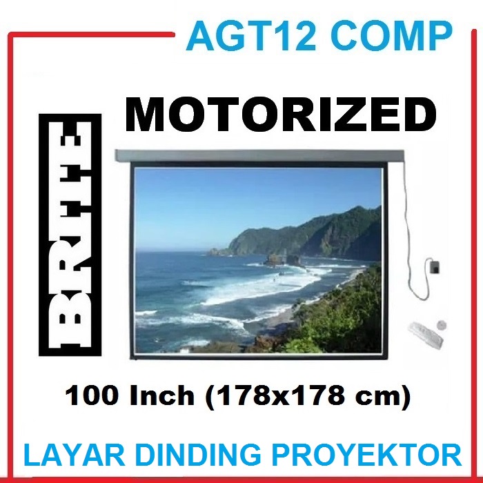 Jual Brite MR 1818 Layar Proyektor Otomatis 100 Inch Layar Dinding