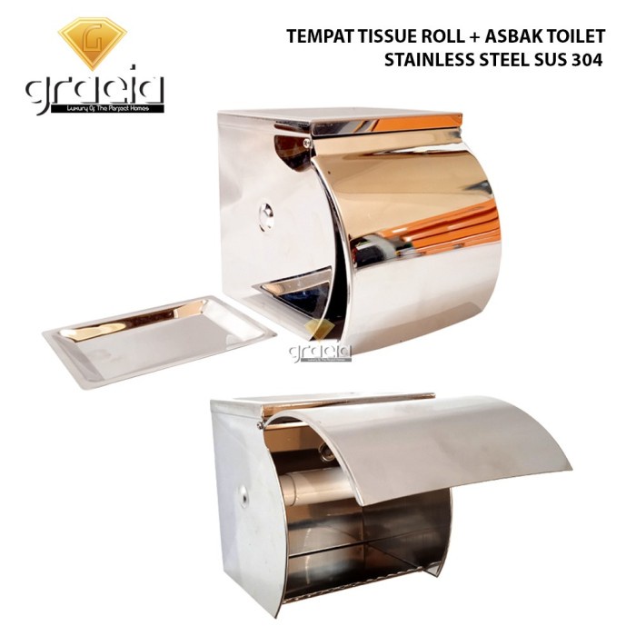 Jual Tempat Tisu Roll Toilet Stainless Dilengkapi Dengan Asbak Rokok