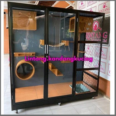 Jual House Kandang Kucing Aluminium Kaca Aquarium Cat Minimalis Murah