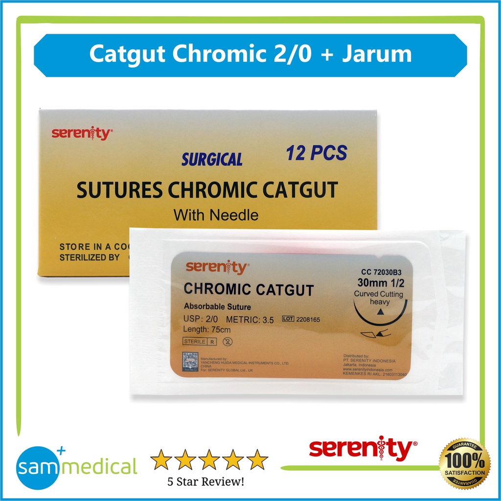 Jual Serenity Catgut Chromic 2 0 Jarum Surgical Suture Per Pcs