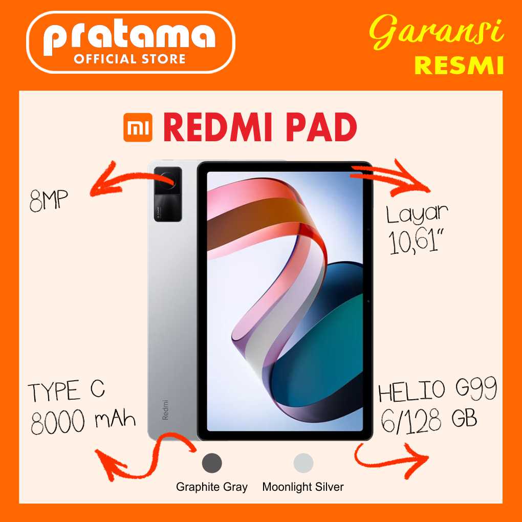 Jual XIAOMI REDMI PAD 6 128GB LAYAR 2K 90HZ 8000MAH QUAD SPEAKER