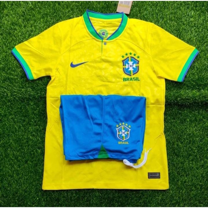 Jual SETELAN JERSEY BAJU BOLA PRIA BRAZIL HOME 2022 NEW GRADE ORI