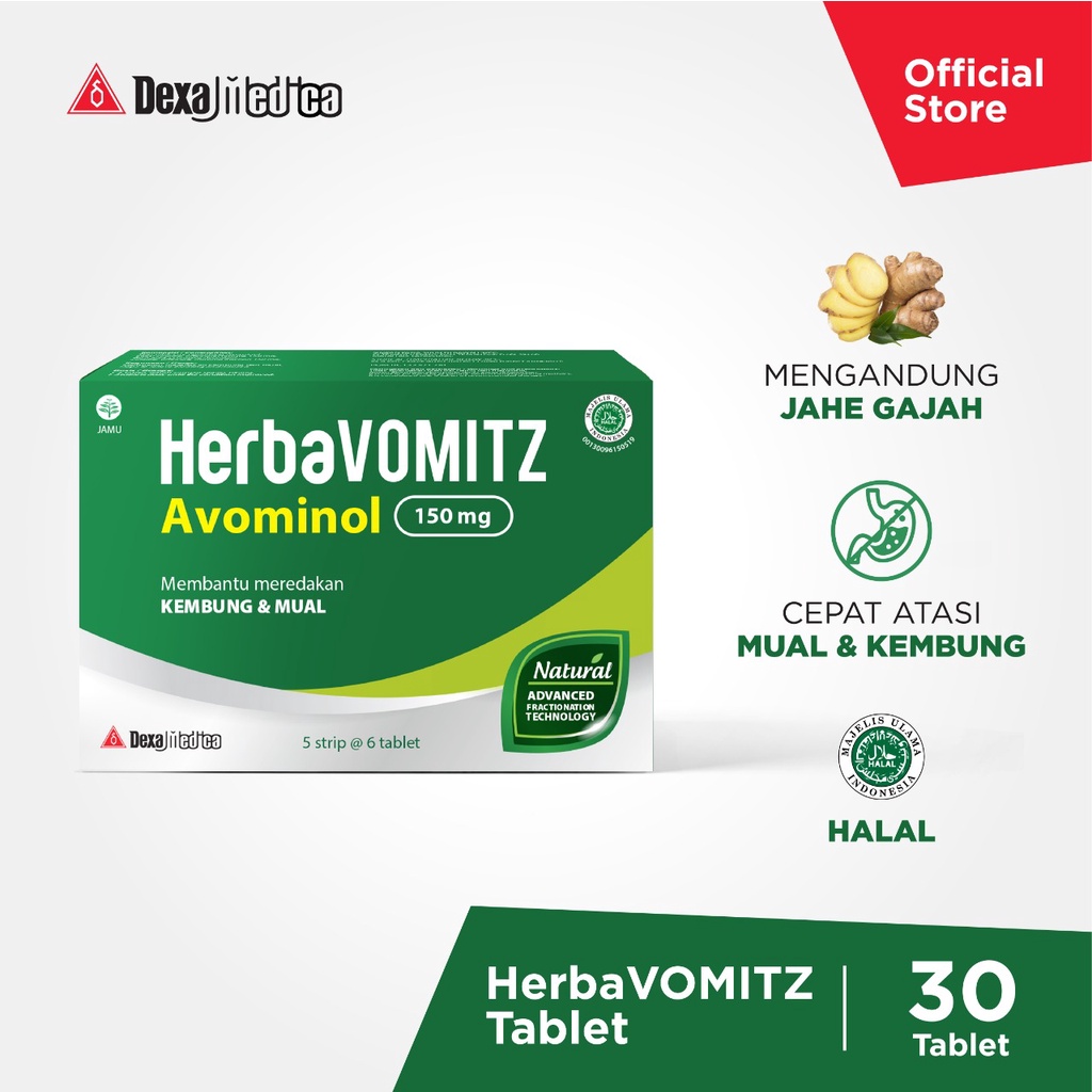 Jual HerbaVOMITZ Herbal Pereda Kembung Dan Mual 30 Tablet Shopee