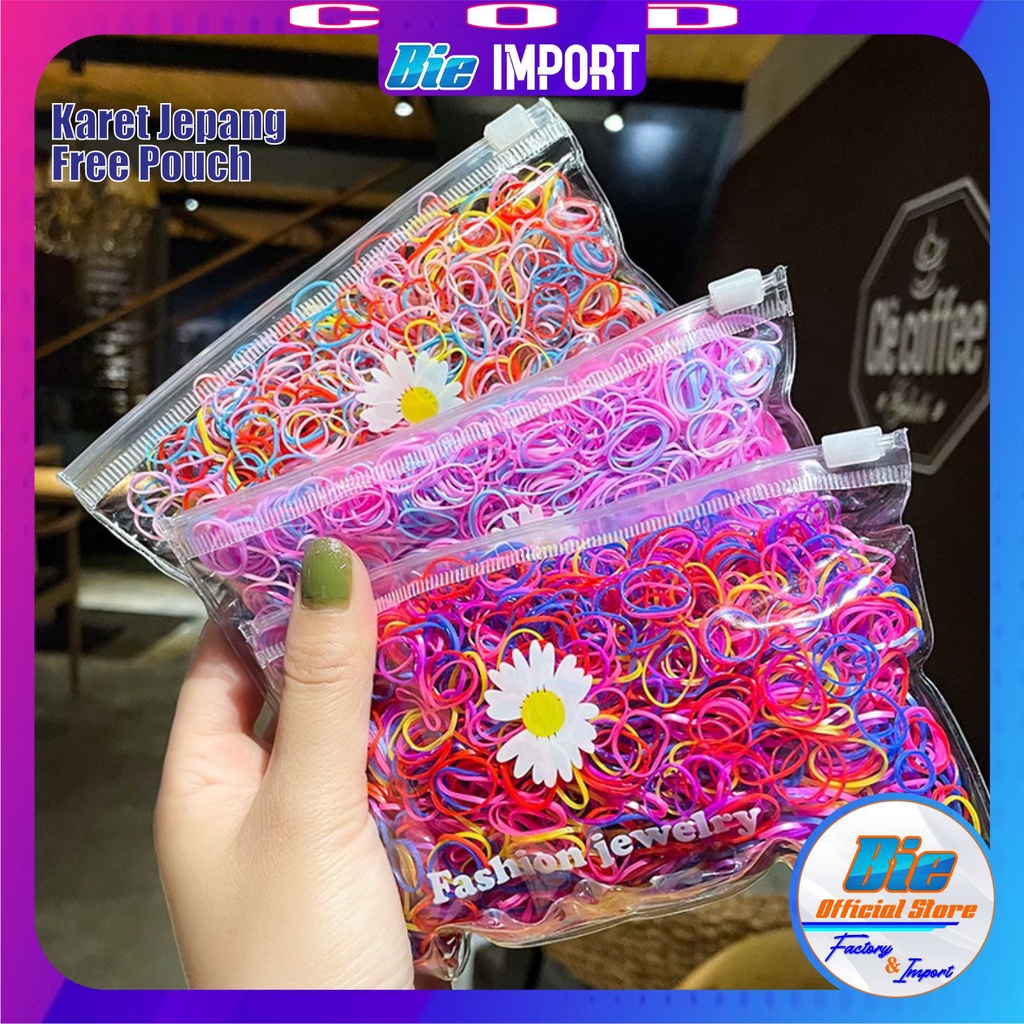 Jual 2000 Pcs Ikat Rambut Karet Jepang Premium Free Pouch Size Besar