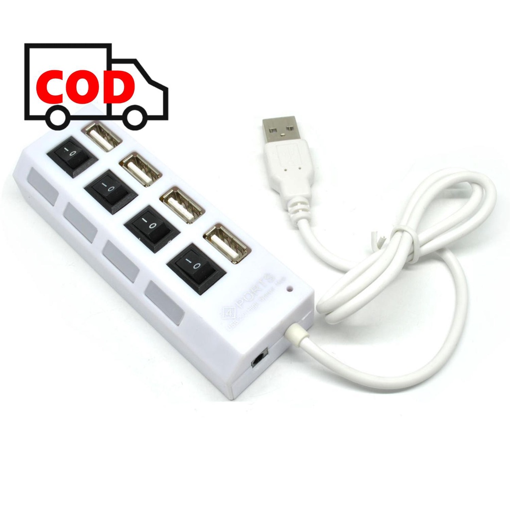 Jual Portabel USB Hub 2 0 4 Ports Dengan Tombol Independent On Off