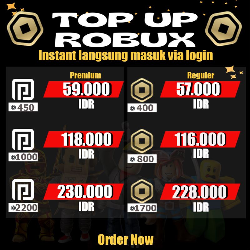 Jual ROBLOX PREMIUM 450 1000 2200 ROBUX LANGSUNG MASUK Shopee