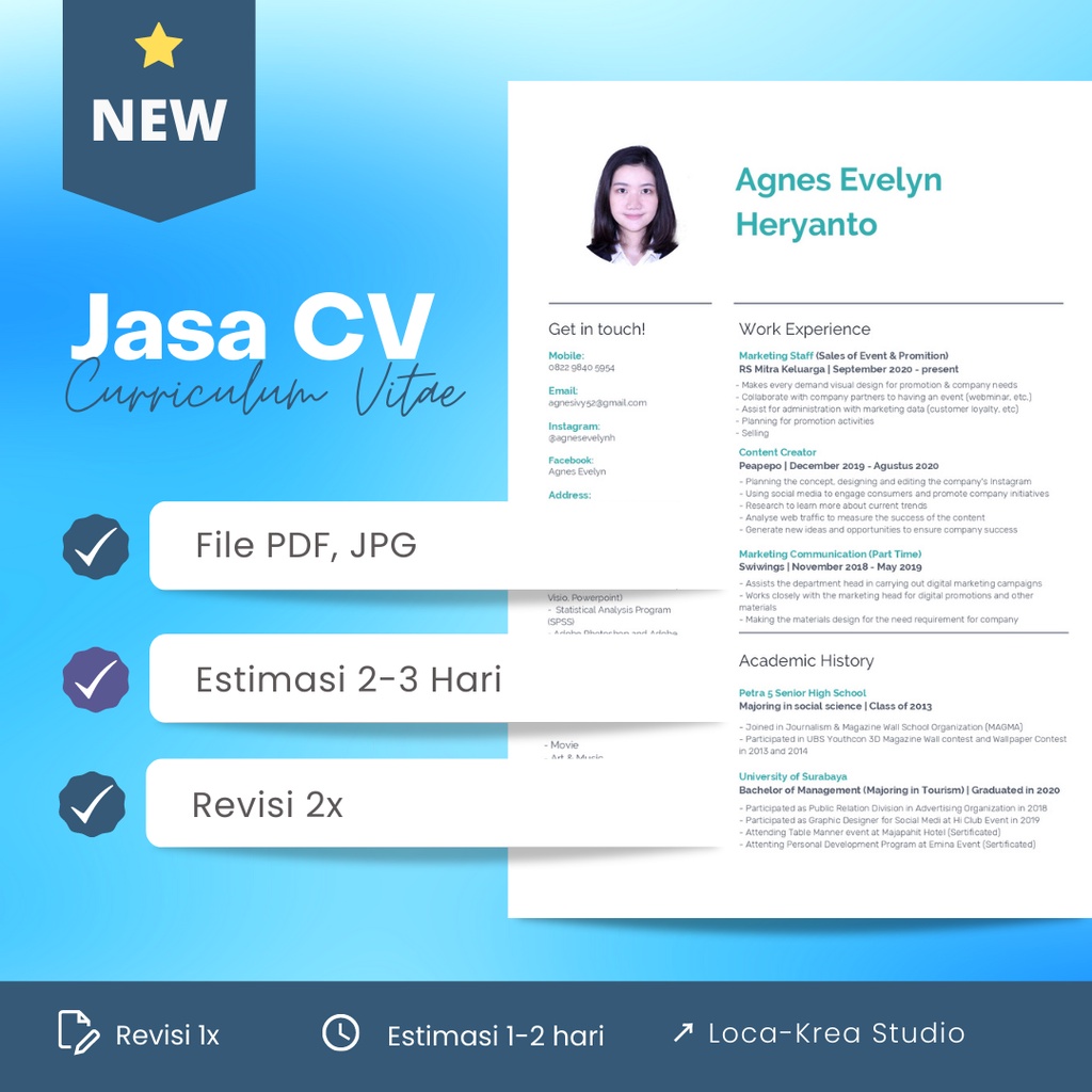 Jual Jasa Pembuatan Cv Design Cv Ats Surat Lamaran Kerja Shopee