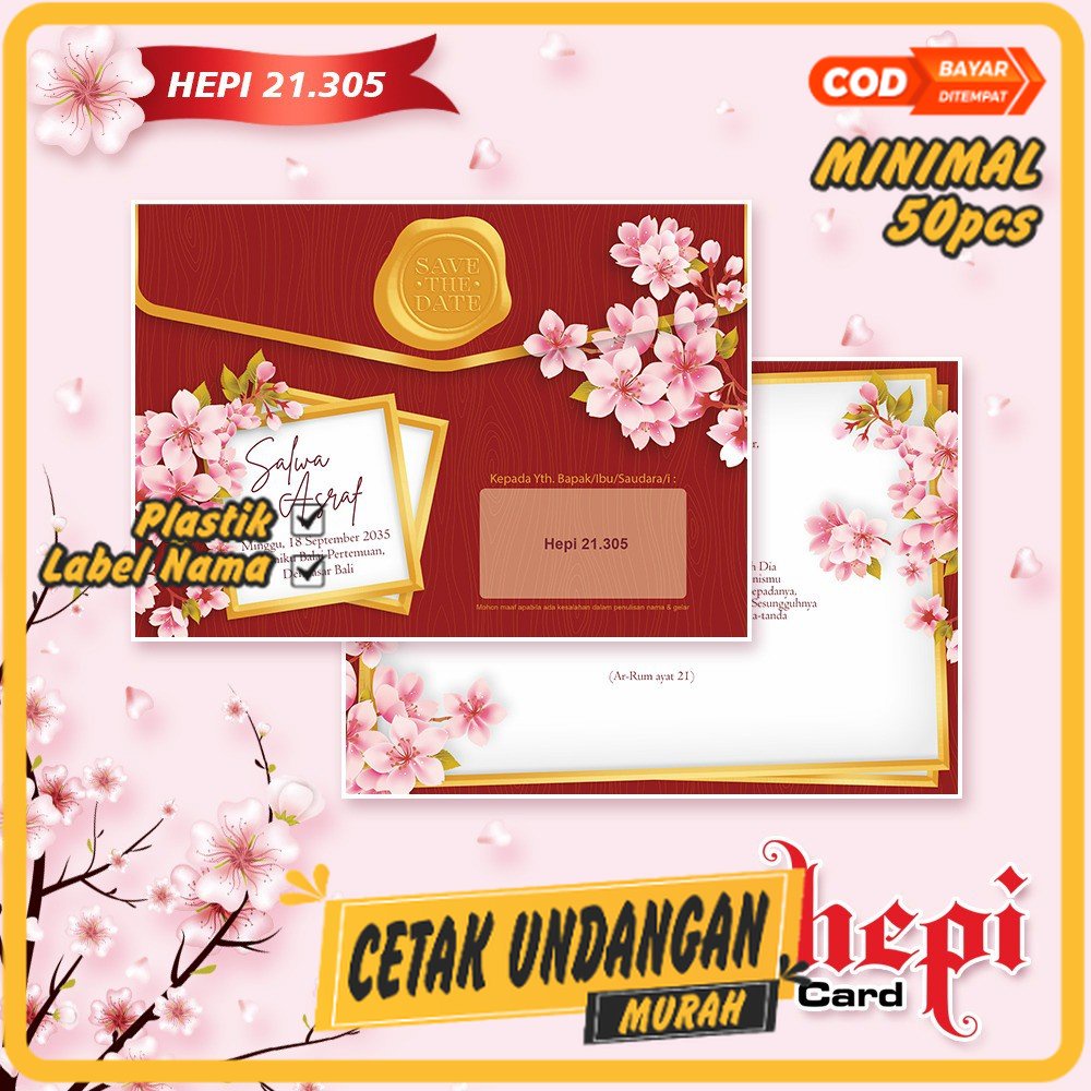 Jual Cetak Undangan Pernikahan Aesthetic Unik Elegan Mewah Simple Kode