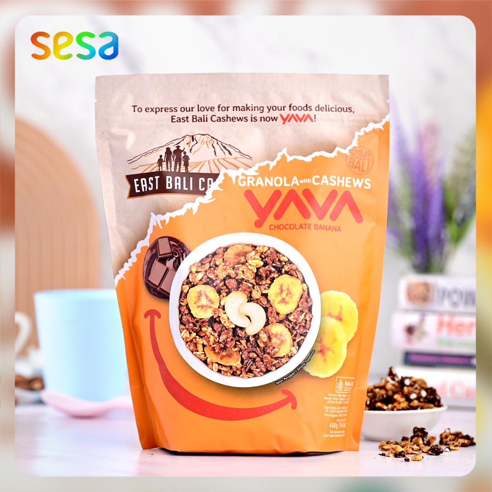 Jual YAVA Granola With Cashews Chocolate Banana 400gr Snack Cemilan