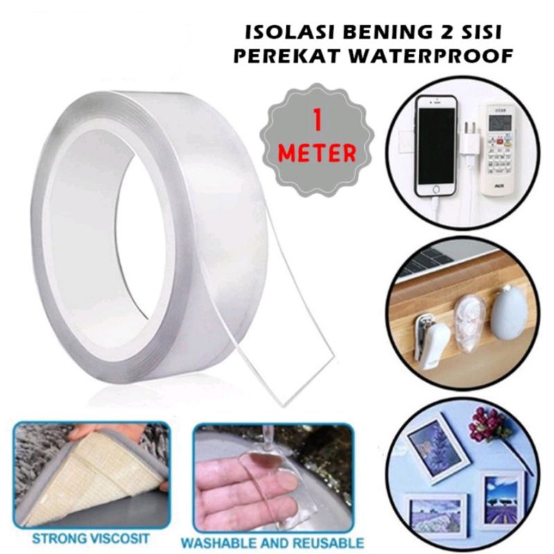 Jual DOUBLE TAPE ISOLASI NANO BENING TRANSPARAN 1 METER DOUBLE TAPE