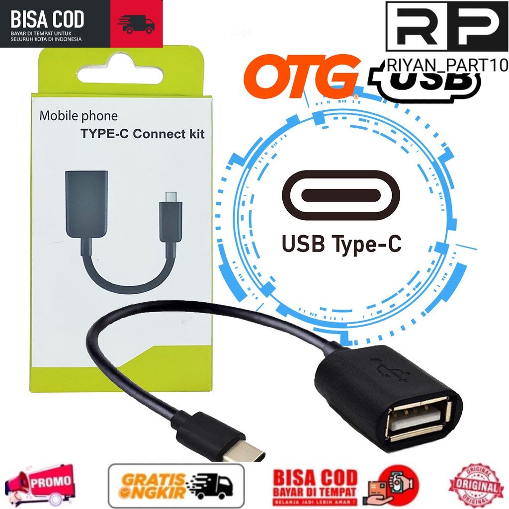 Jual Kabel Data Otg Usb To Type C Tipe C Konektor Adapter Connect Kit