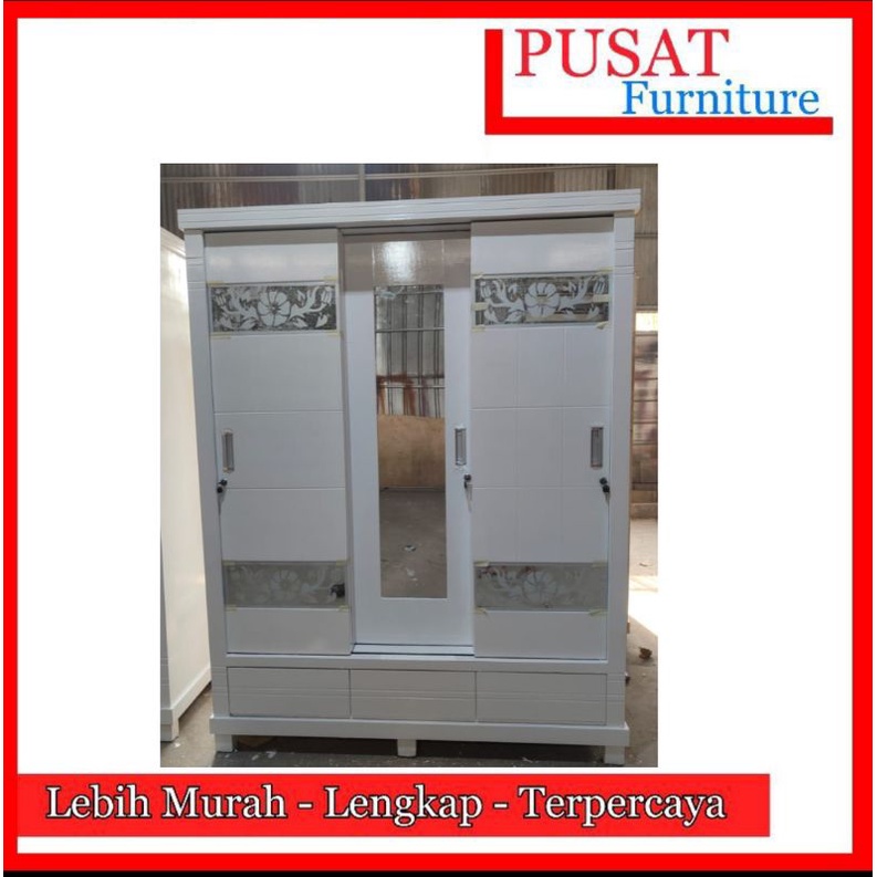 Jual Lemari Pakaian Bloktik Sleding Pintu Jumbo Lemari Baju Kayu