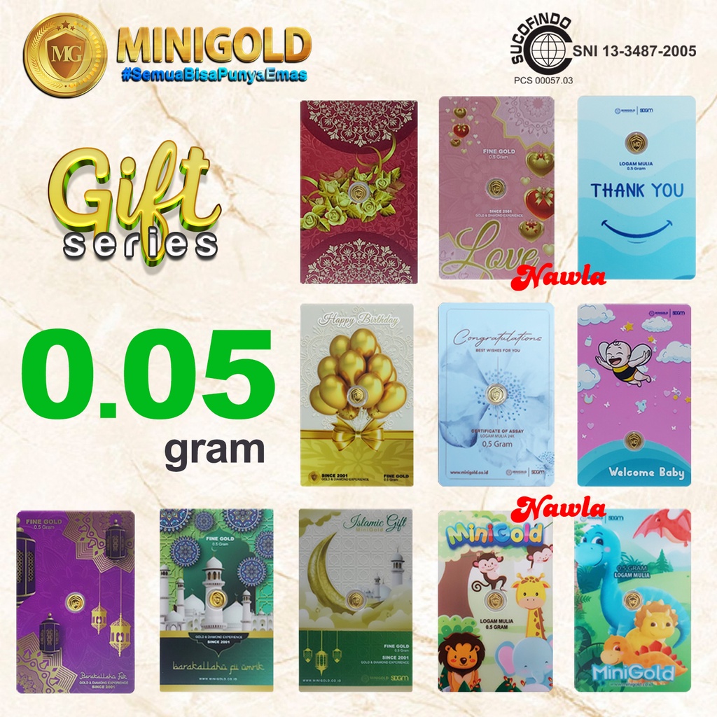 Jual Minigold GIFT Series 0 05 Gr Logam Mulia Emas Murni 24K Untuk