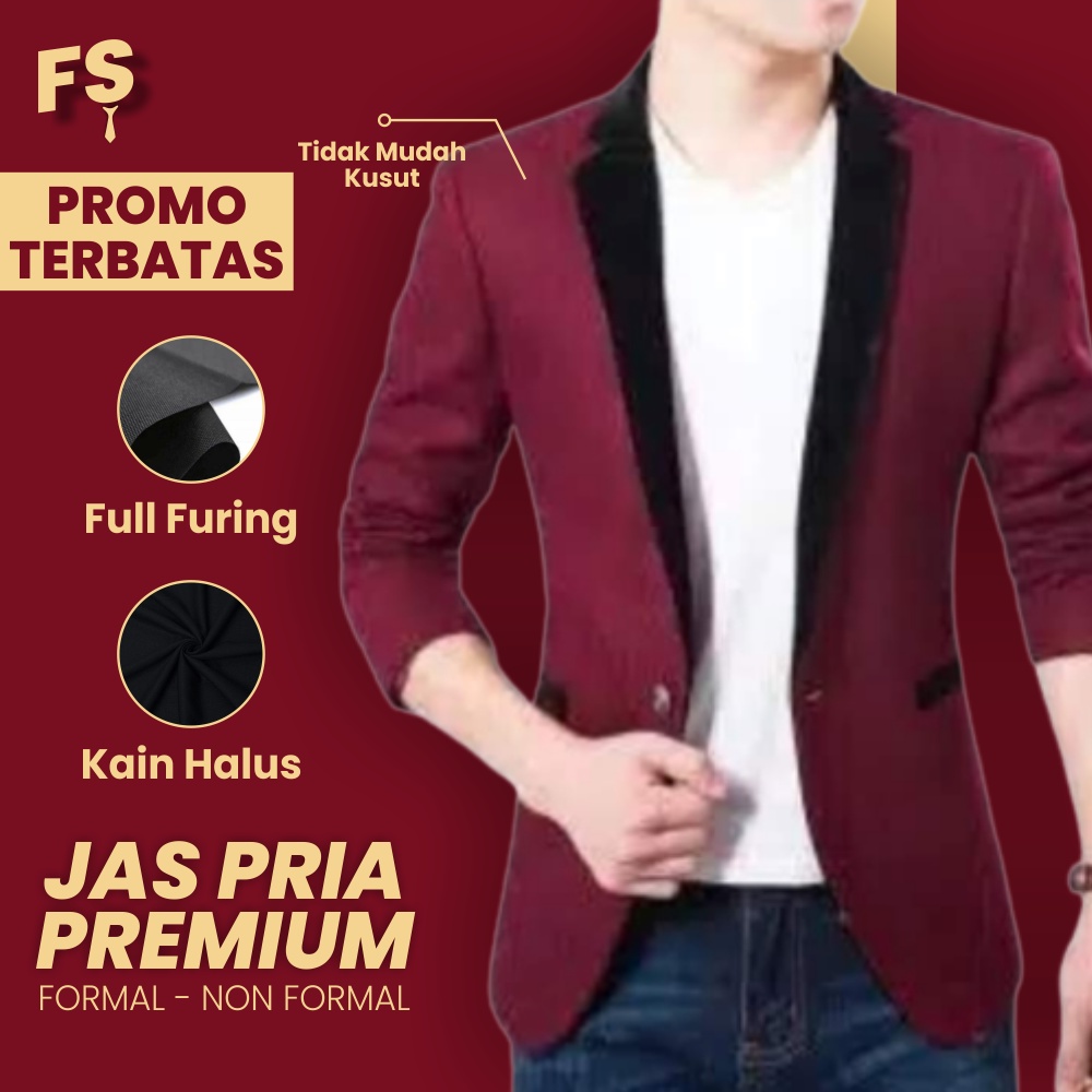 Jual Blazer Jas Korea Nikah Wisuda Pengantin Pria Slim Fit Formal