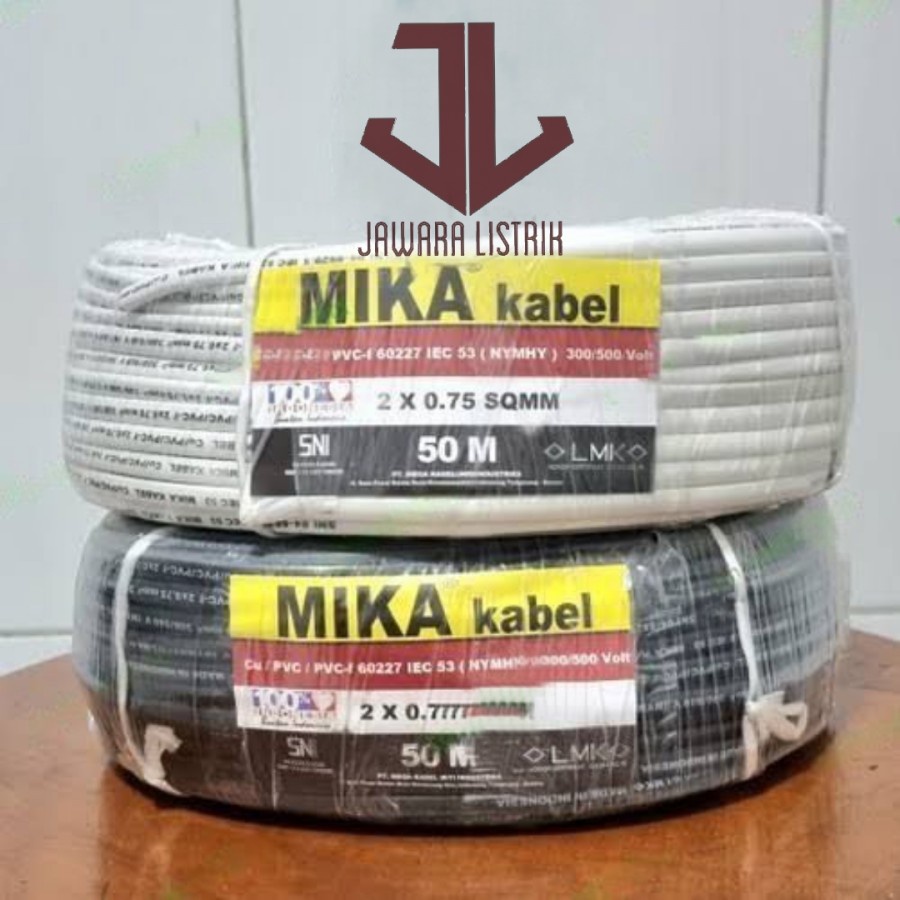 Jual KABEL POWER NYMHY 2X0 75 MM MIKA OVAL GEPENG 50 100 METER SERABUT