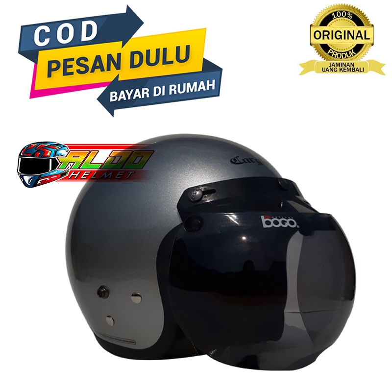 Jual Helm Cargloss Silver Metalic Kaca Cembung Original Helm Half