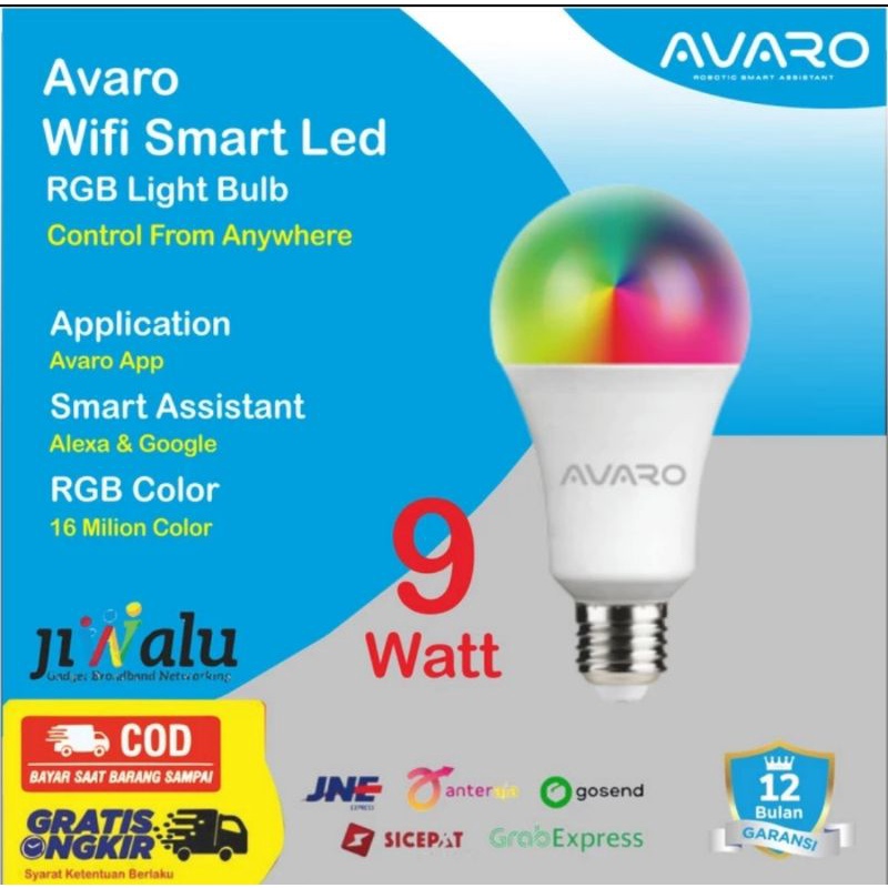 Jual Avaro Smart Wifi Led Bulb W Rgbww Wifi Bohlam Lampu Pintar