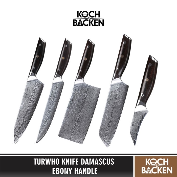 Jual Turwho Knife Damascus Ebony Handle Pisau Dapur Serbaguna