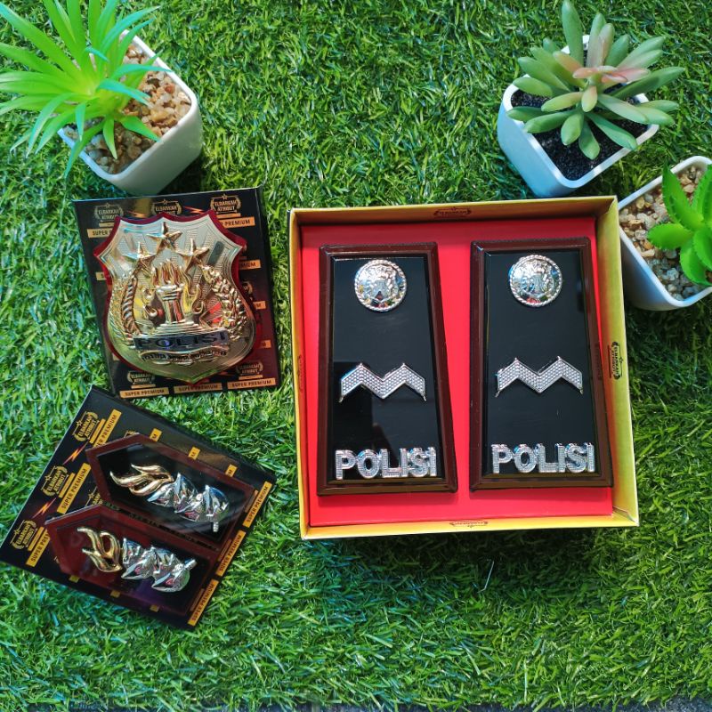 Jual Paket Hemat Pangkat Polisi Aipda Monogram Full Akrilik Coklat Glos