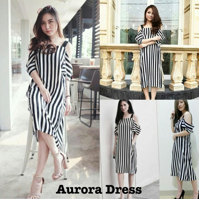 Jual Aurora Sabrina Salur Dress Dres Pesta Santai Casual Acara Aurora