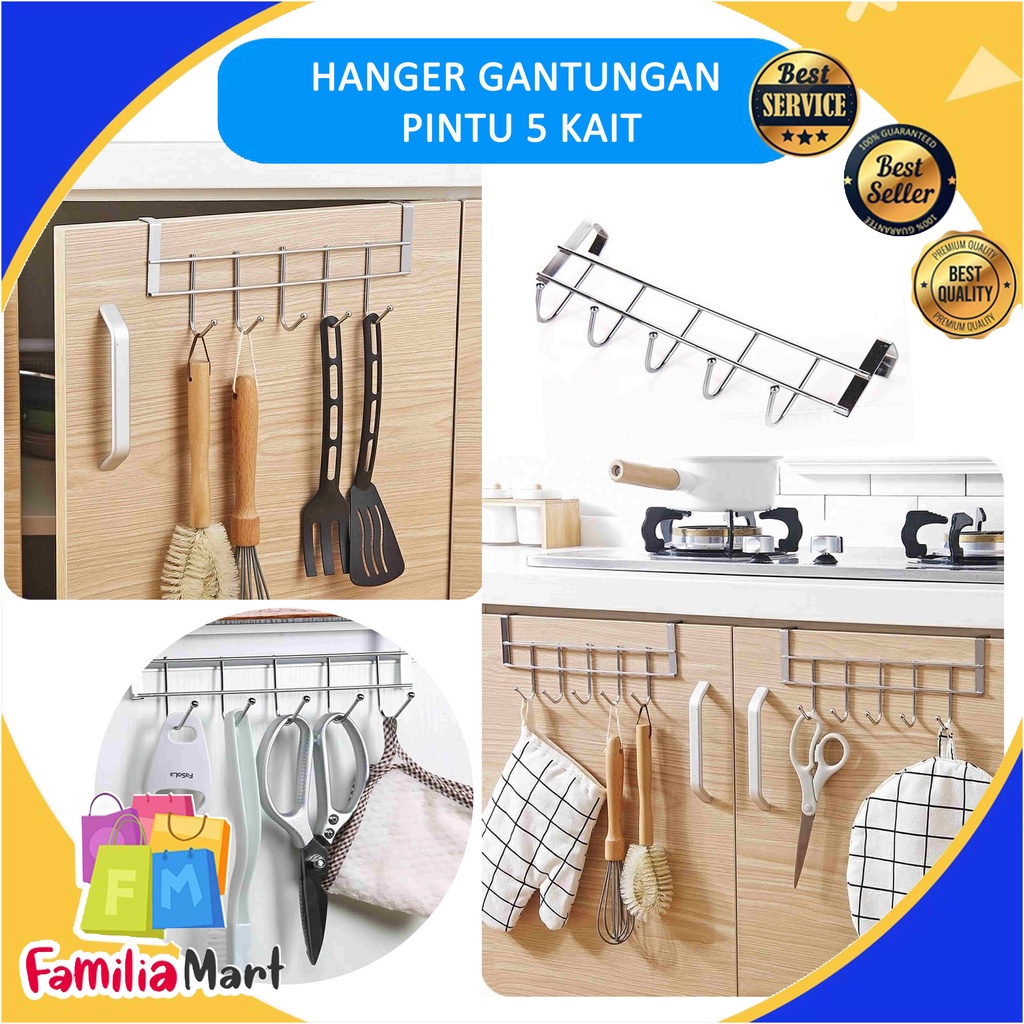 Jual GANTUNGAN PINTU LEMARI 5 KAIT HANGER LEMARI DAPUR SERBAGUNA