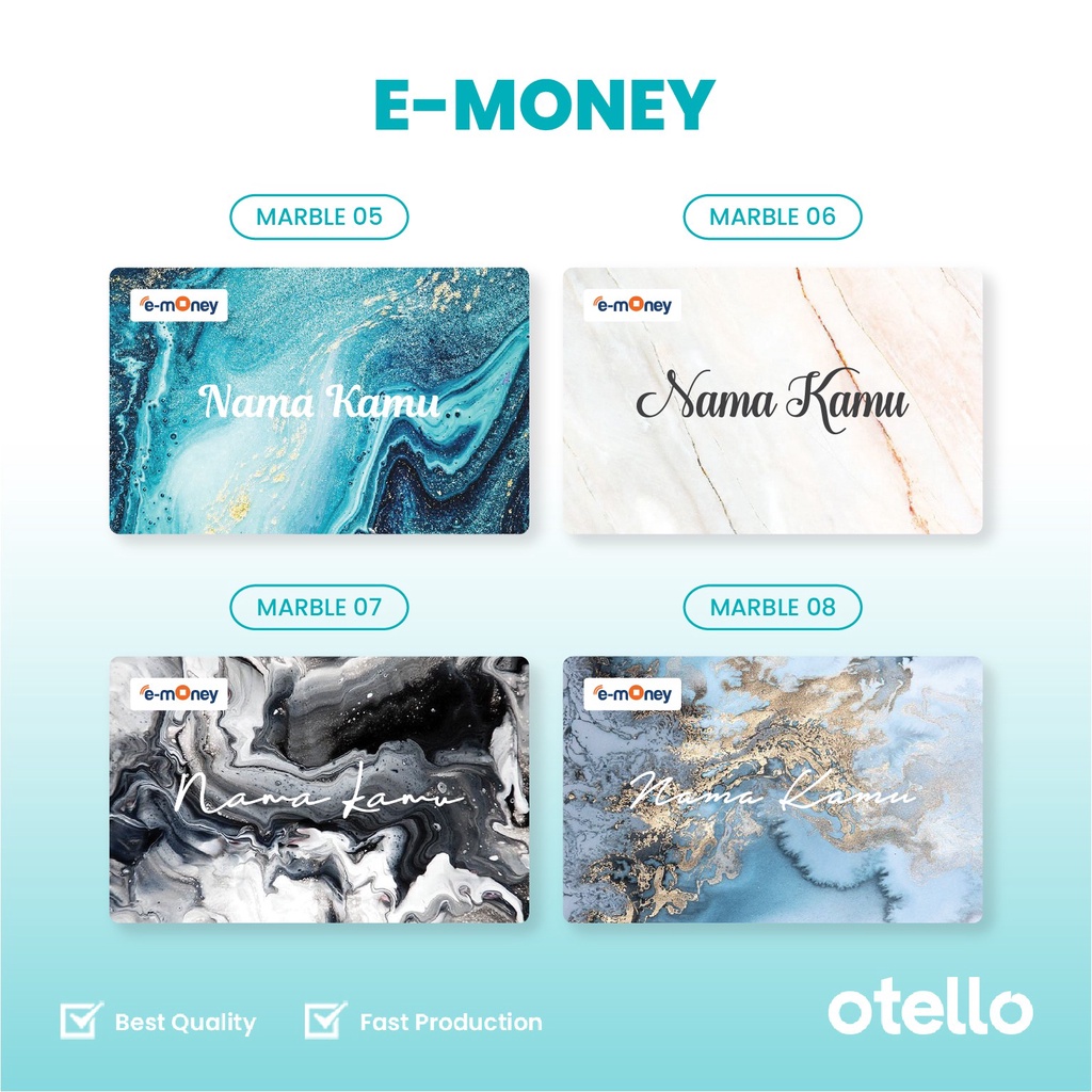 Jual EMoney Flazz Tap Cash Brizzi Marble Nama Kartu Custom Nama EToll